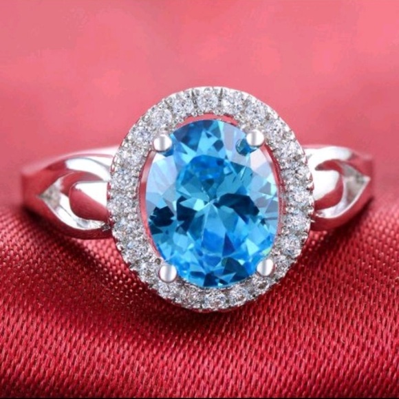 🔥Firey Blue Topaz & White Sapphire Ring - Picture 3 of 4